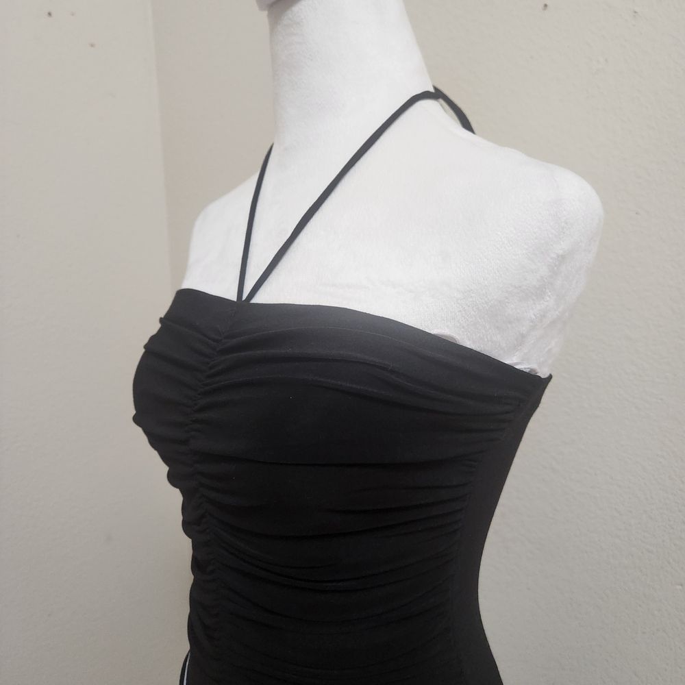 Vtg 90s Y2K Capricho Fairy Dress M Black Halter Asym Hem Party Whimsigoth Witchy - Picture 10 of 16